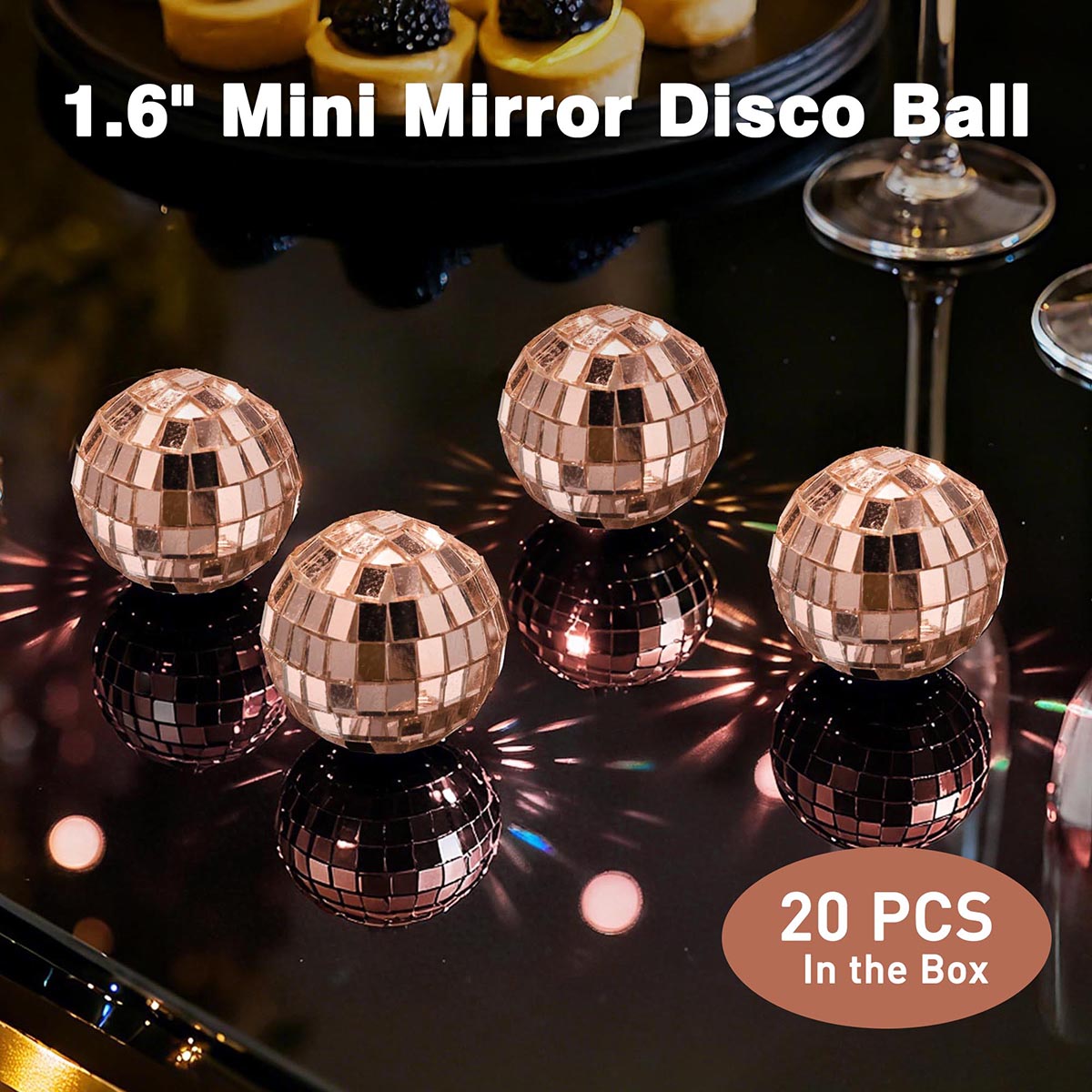 Event Party Small Disco Mirror Ball 1.6in 20ct/pk