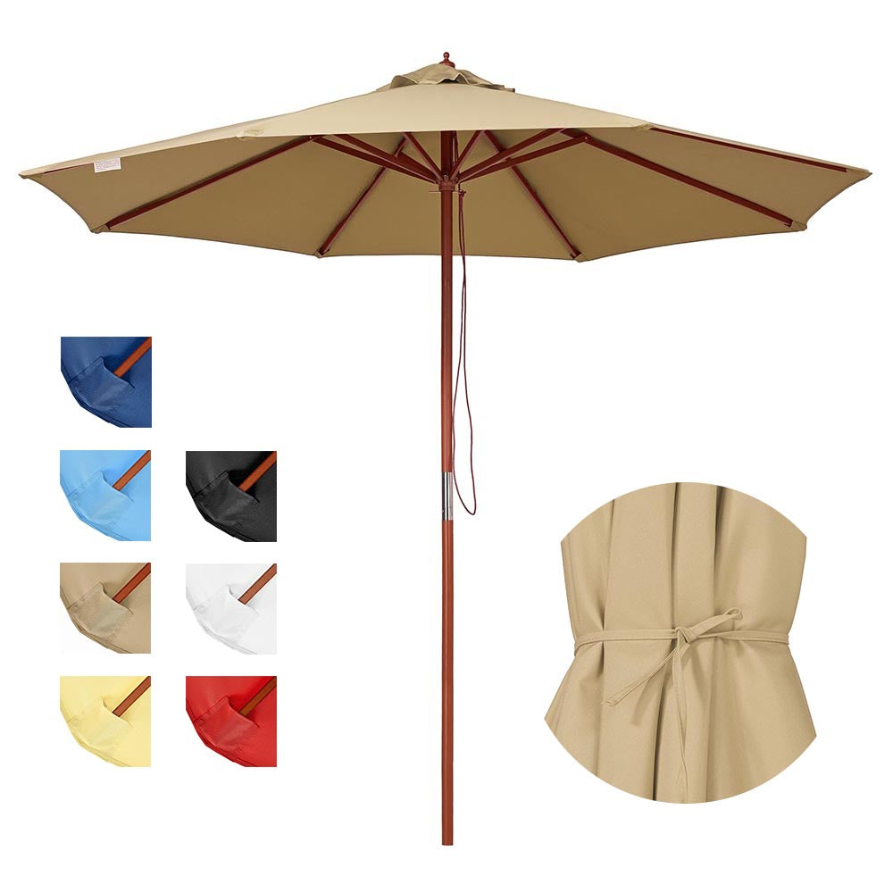 9ft 8-Rib Wooden Umbrella