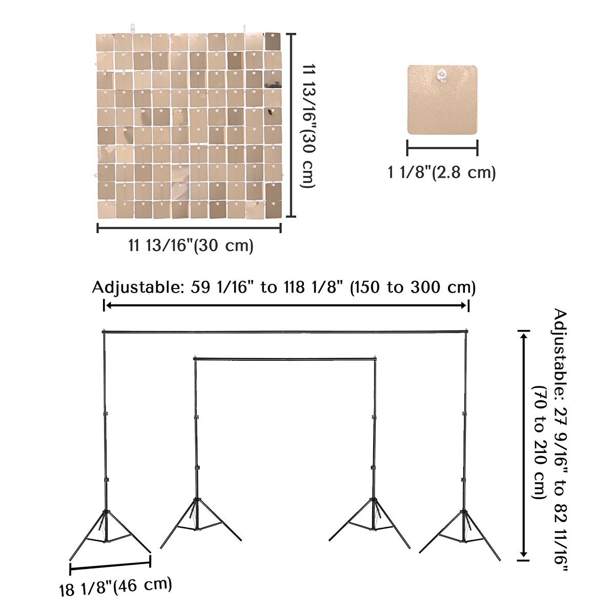 10x7ft Shimmer Wall Party Backdrop with Tripod Stand