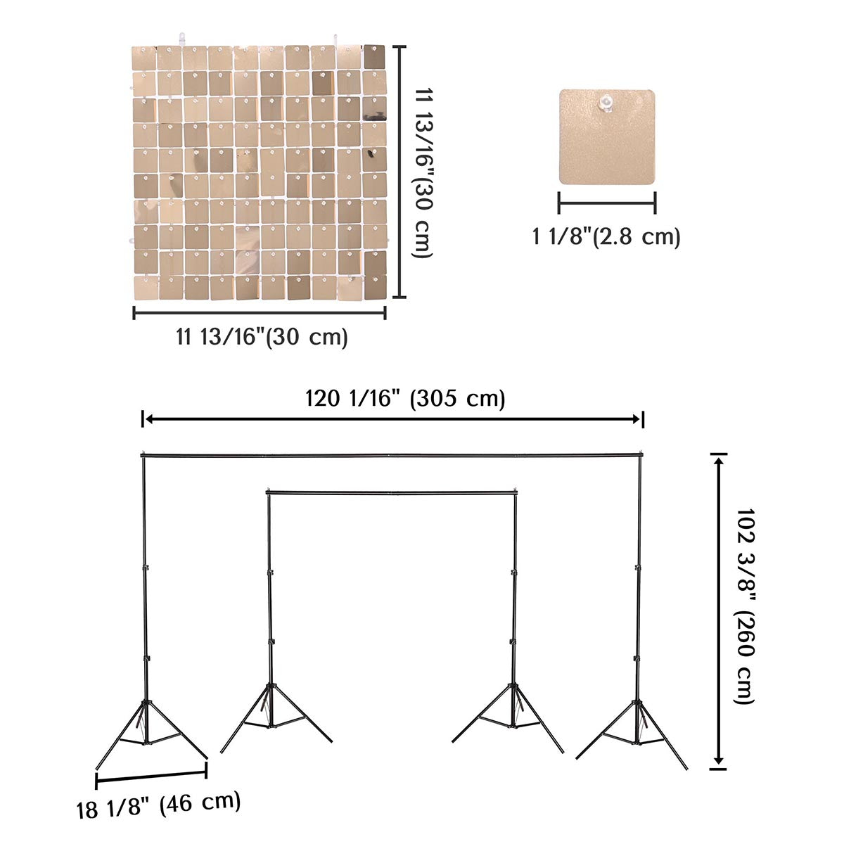 10x8.5ft Shimmer Wall Party Backdrop with Tripod Stand