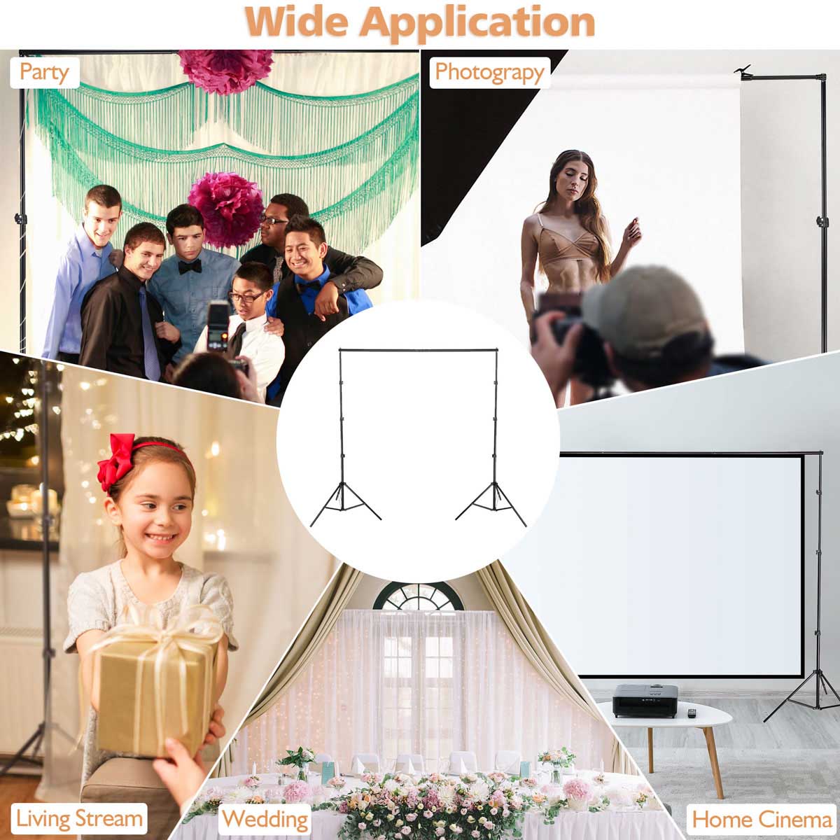 10x8.5ft Shimmer Wall Party Backdrop with Tripod Stand