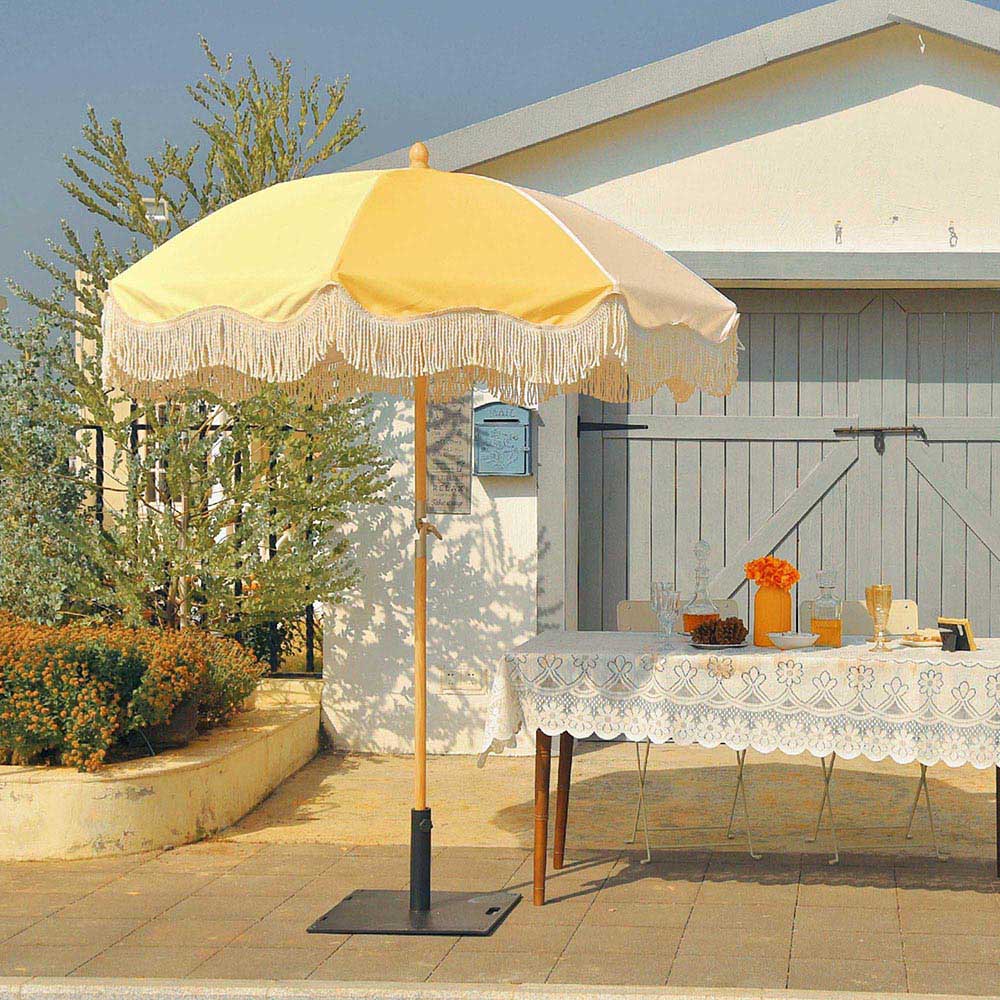 Palm Springs Wooden Patio Umbrella with Fringe 6ft Tilt PS6-01 Palm Springs Wooden Patio Umbrella with Fringe 6ft Tilt PS6-01