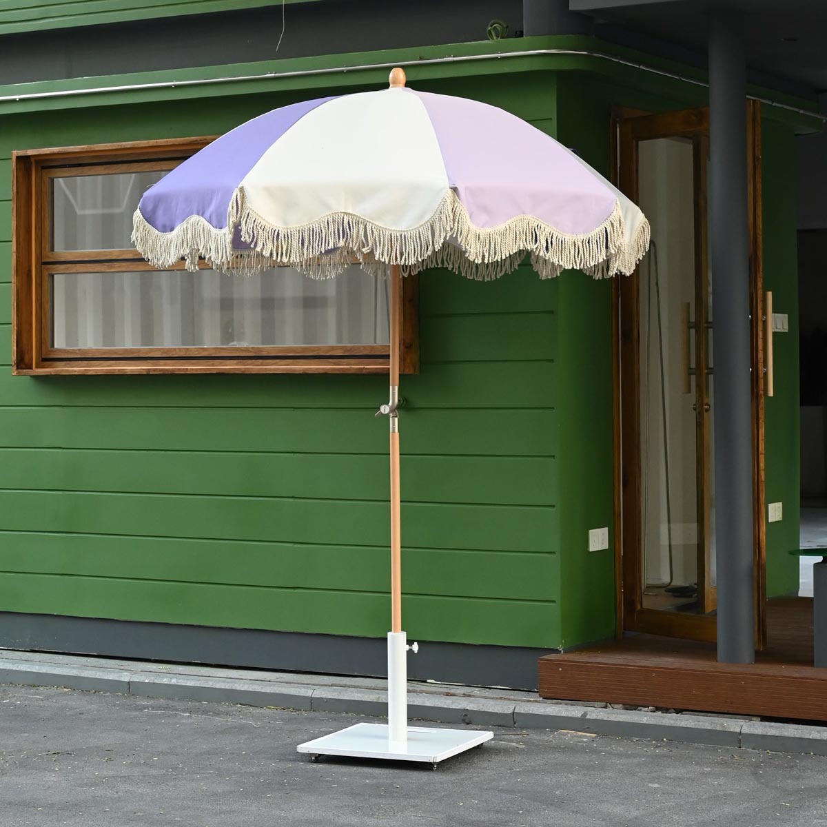 Palm Springs Wooden Patio Umbrella with Fringe 6ft Tilt PS6-05