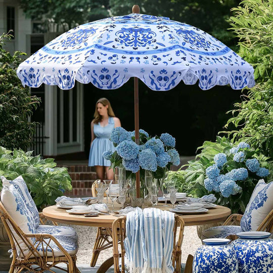 Our Beach Umbrella Patio Umbrella 6ft 8-rib Printed Porcelain