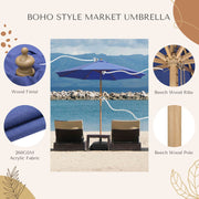 9ft Boho Wooden Patio Umbrella Acrylic Fabric UV50+ 10yr Grape Hyacinth