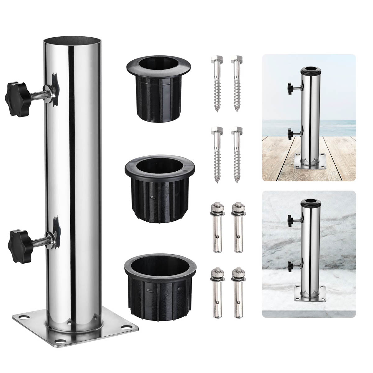 Stainless Steel Deck Umbrella Base in Pool Stand D2 1/8"