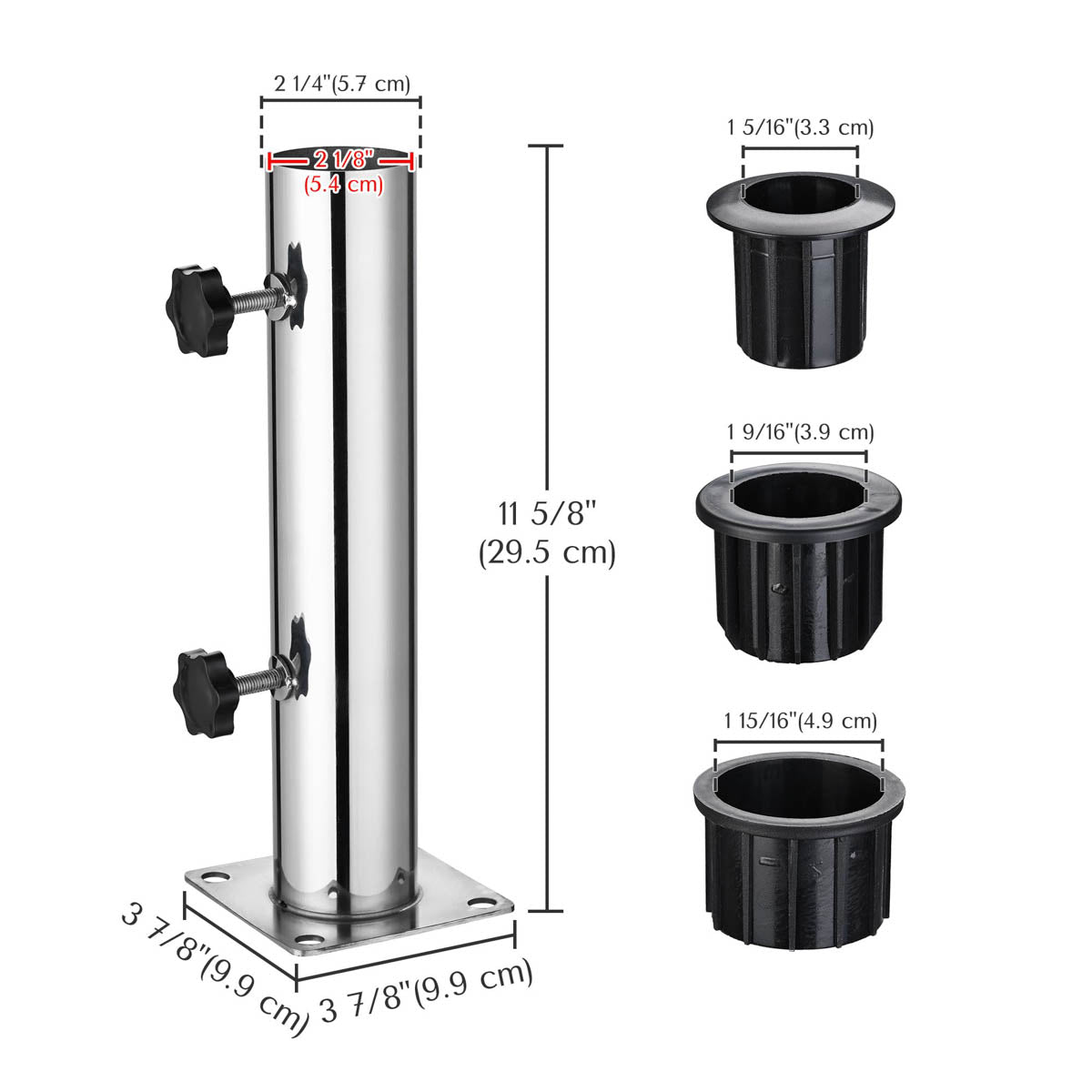 Stainless Steel Deck Umbrella Base in Pool Stand D2 1/8"