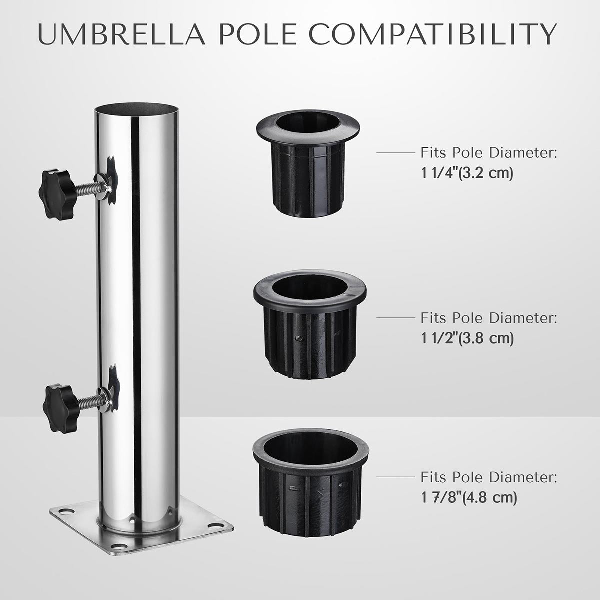 Stainless Steel Deck Umbrella Base in Pool Stand D2 1/8"
