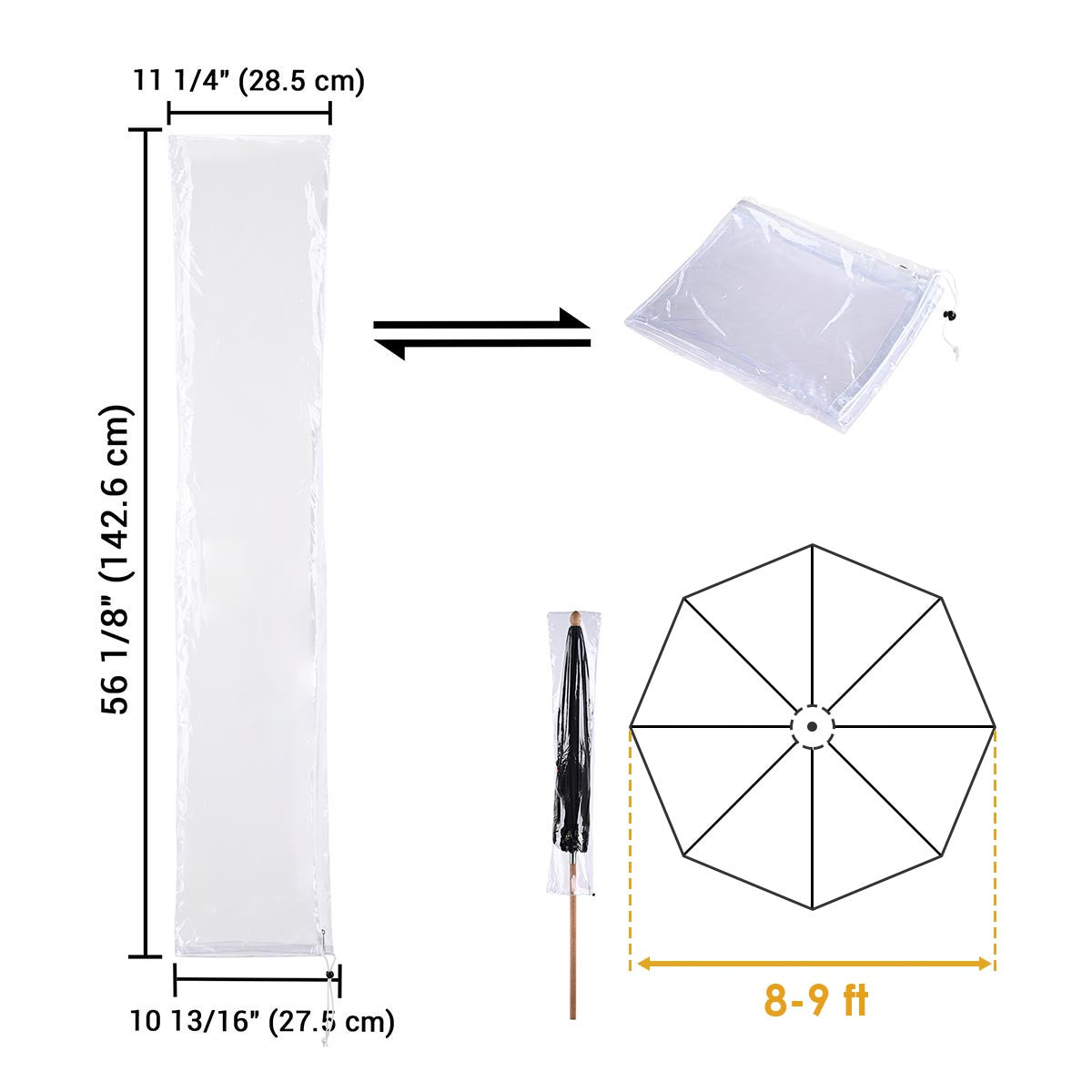 Waterproof Umbrella Cover for 8-9ft Umbrellas