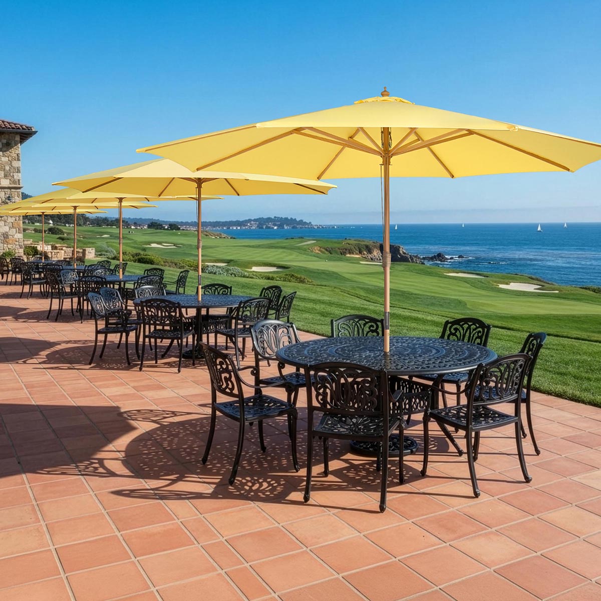 13ft 8-Rib Wooden Umbrella