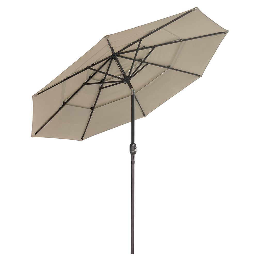 3 tier wood patio umbrella 10ft 8-Rib 3-Tier Tilt Outdoor Umbrella