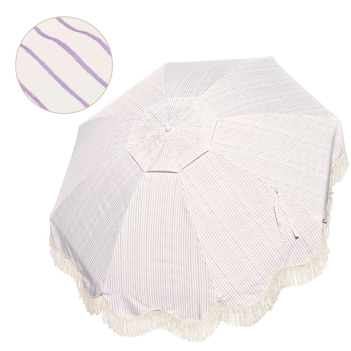6ft Beach Umbrella with Fringe Market Umbrella Purple Stripe 3ct/pk