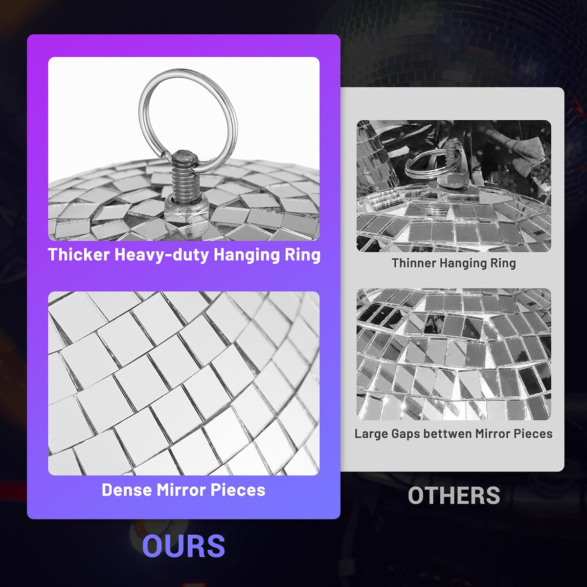 Event Party Disco Mirror Ball Size Options